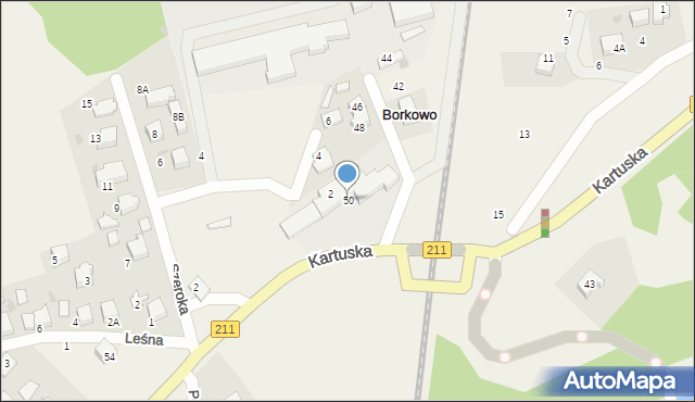 Borkowo, Kartuska, 50, mapa Borkowo