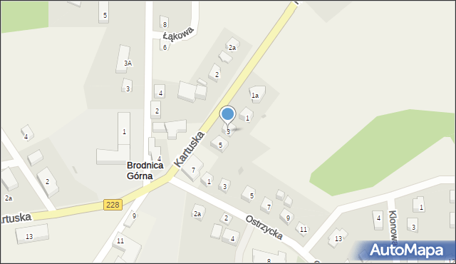 Brodnica Górna, Kartuska, 3, mapa Brodnica Górna