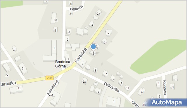 Brodnica Górna, Kartuska, 5, mapa Brodnica Górna