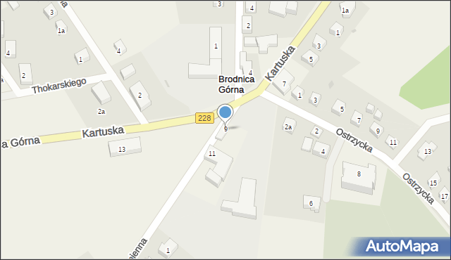 Brodnica Górna, Kartuska, 9, mapa Brodnica Górna