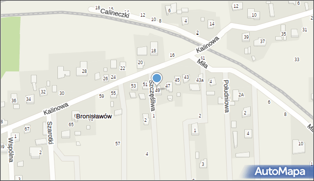 Bronisławów, Kalinowa, 49, mapa Bronisławów