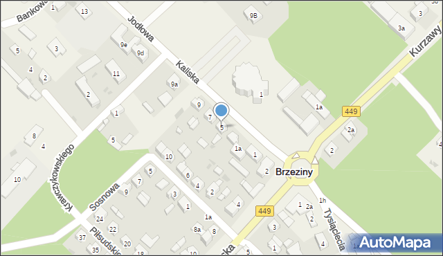 Brzeziny, Kaliska, 5, mapa Brzeziny