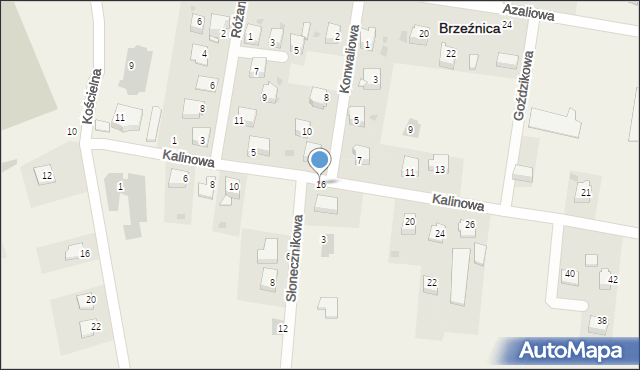 Brzeźnica, Kalinowa, 16, mapa Brzeźnica