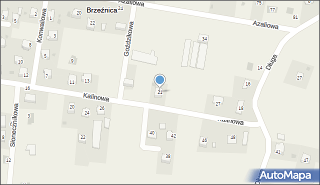 Brzeźnica, Kalinowa, 21, mapa Brzeźnica