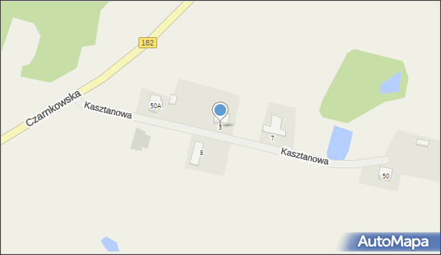 Brzeźno, Kasztanowa, 3, mapa Brzeźno