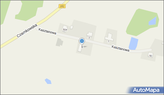 Brzeźno, Kasztanowa, 8, mapa Brzeźno