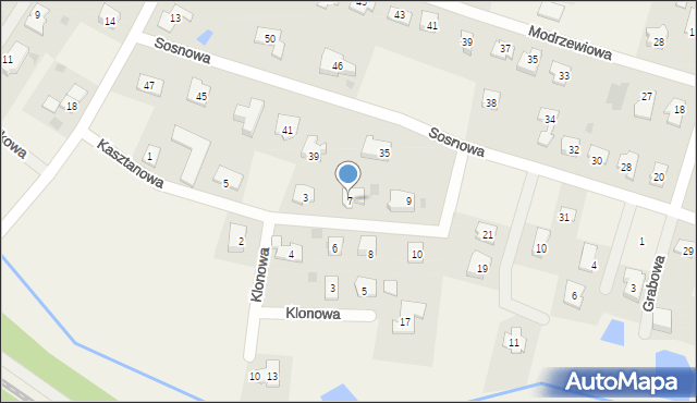 Brzozówka, Kasztanowa, 7, mapa Brzozówka