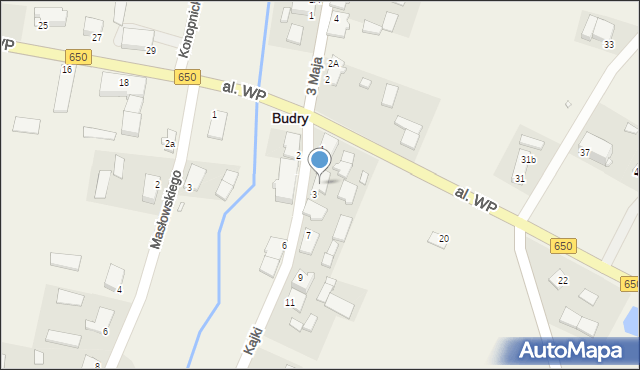 Budry, Kajki Michała, 3A, mapa Budry