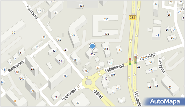 Bydgoszcz, Karpacka, 45a, mapa Bydgoszczy