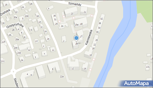 Bydgoszcz, Karolewska, 15, mapa Bydgoszczy