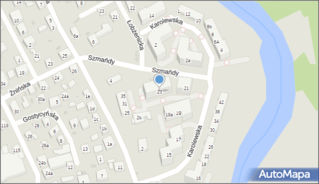 Bydgoszcz, Karolewska, 23, mapa Bydgoszczy