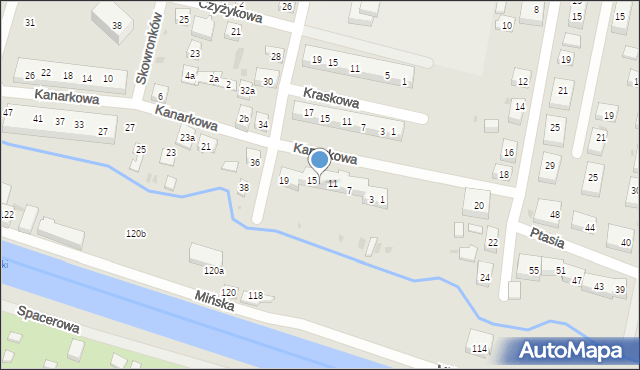 Bydgoszcz, Kanarkowa, 13, mapa Bydgoszczy