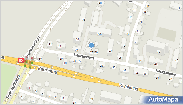 Bydgoszcz, Kasztanowa, 27, mapa Bydgoszczy