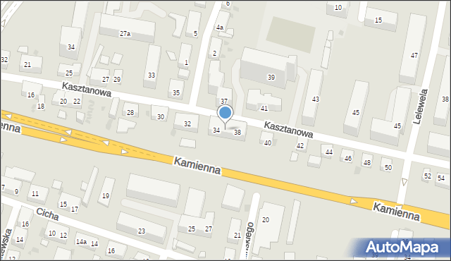 Bydgoszcz, Kasztanowa, 36, mapa Bydgoszczy