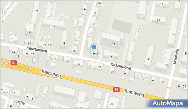 Bydgoszcz, Kasztanowa, 37, mapa Bydgoszczy