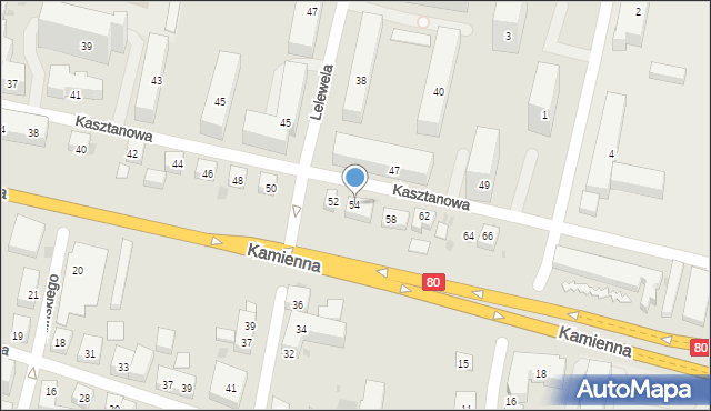 Bydgoszcz, Kasztanowa, 54, mapa Bydgoszczy