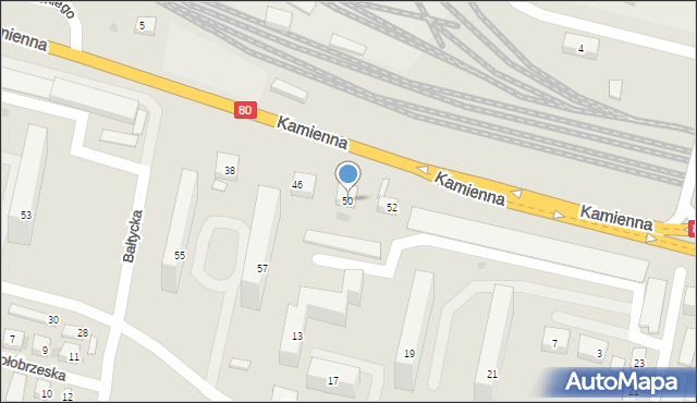 Bydgoszcz, Kamienna, 50, mapa Bydgoszczy