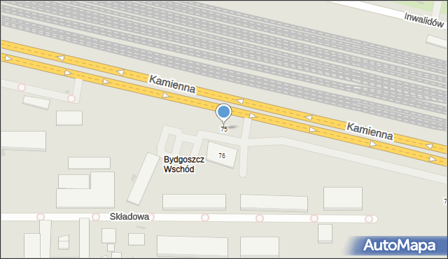 Bydgoszcz, Kamienna, 75, mapa Bydgoszczy