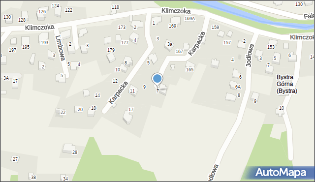 Bystra, Karpacka, 7, mapa Bystra