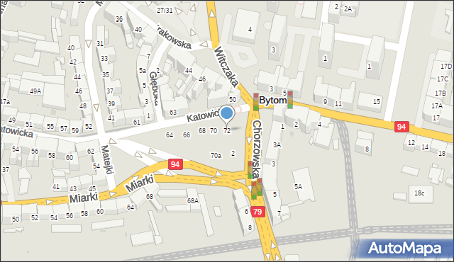 Bytom, Katowicka, 72, mapa Bytomia