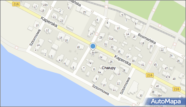 Chałupy, Kaperska, 22, mapa Chałupy