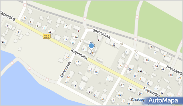 Chałupy, Kaperska, 23, mapa Chałupy