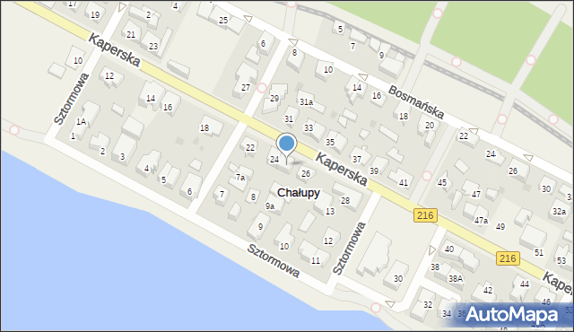 Chałupy, Kaperska, 24a, mapa Chałupy