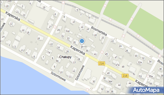 Chałupy, Kaperska, 37, mapa Chałupy