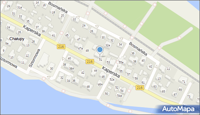 Chałupy, Kaperska, 51A, mapa Chałupy