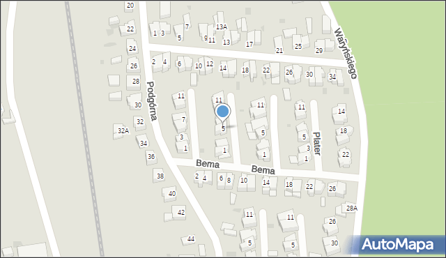 Chodzież, Kaźmierczaka Władysława, ks. kan., 5, mapa Chodzież