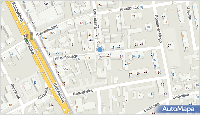 Chorzów, Karpińskiego Franciszka, 10, mapa Chorzów