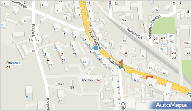 Chorzów, Katowicka, 61B, mapa Chorzów