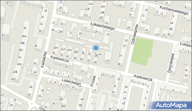 Chorzów, Karłowicza Mieczysława, 28, mapa Chorzów