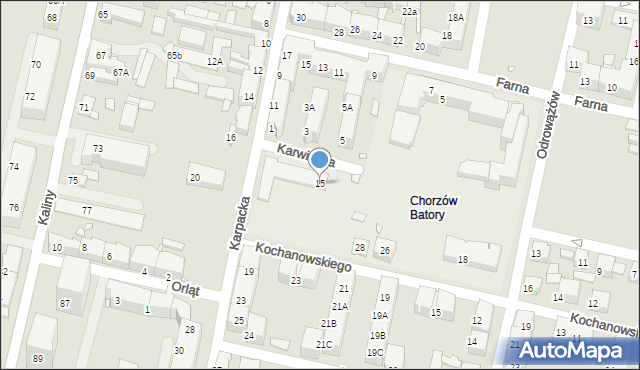 Chorzów, Karpacka, 15, mapa Chorzów