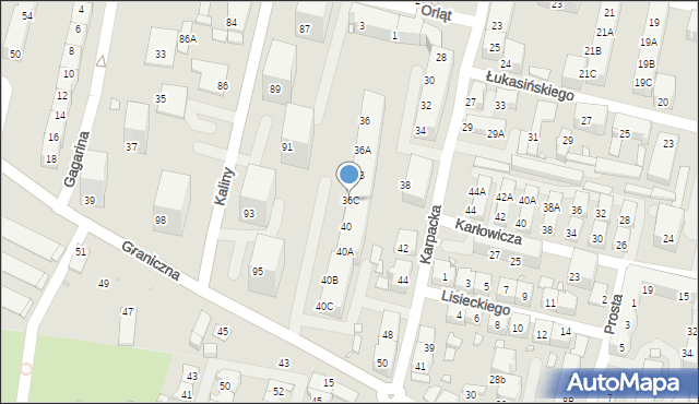 Chorzów, Karpacka, 36C, mapa Chorzów