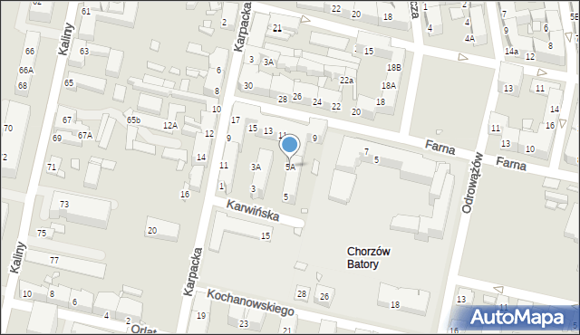 Chorzów, Karwińska, 5A, mapa Chorzów