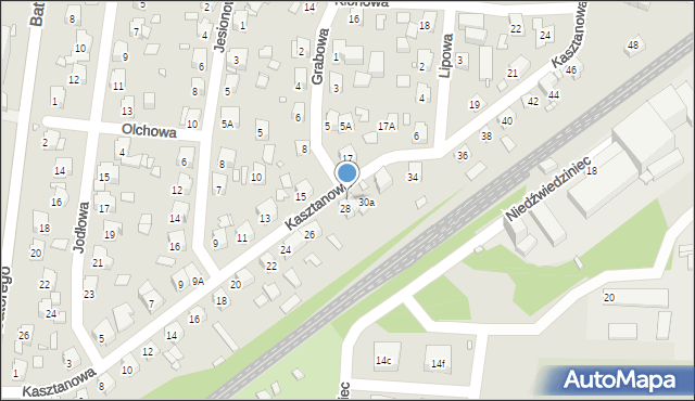 Chorzów, Kasztanowa, 30, mapa Chorzów