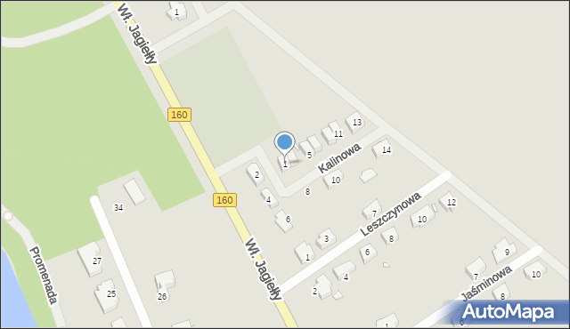 Choszczno, Kalinowa, 1, mapa Choszczno