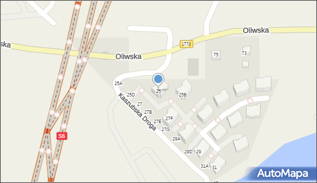 Chwaszczyno, Kaszubska Droga, 25, mapa Chwaszczyno