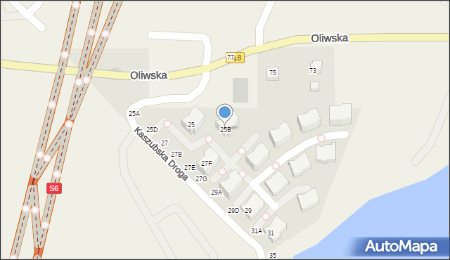 Chwaszczyno, Kaszubska Droga, 25B, mapa Chwaszczyno