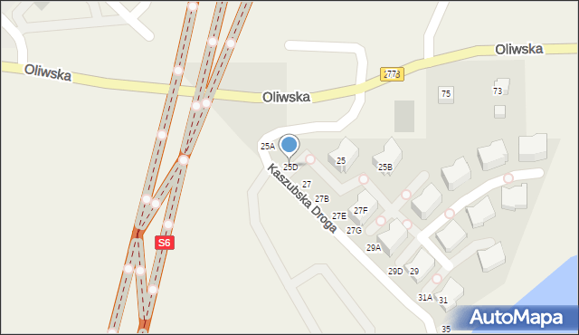 Chwaszczyno, Kaszubska Droga, 25D, mapa Chwaszczyno