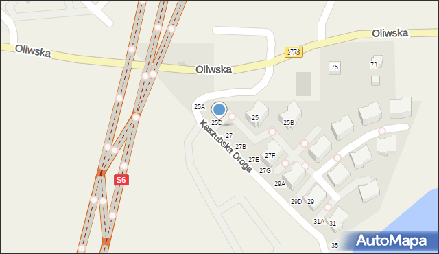 Chwaszczyno, Kaszubska Droga, 25E, mapa Chwaszczyno