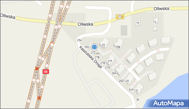 Chwaszczyno, Kaszubska Droga, 27A, mapa Chwaszczyno