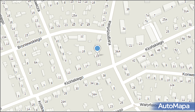 Ciechanów, Kargoszyńska, 13, mapa Ciechanów