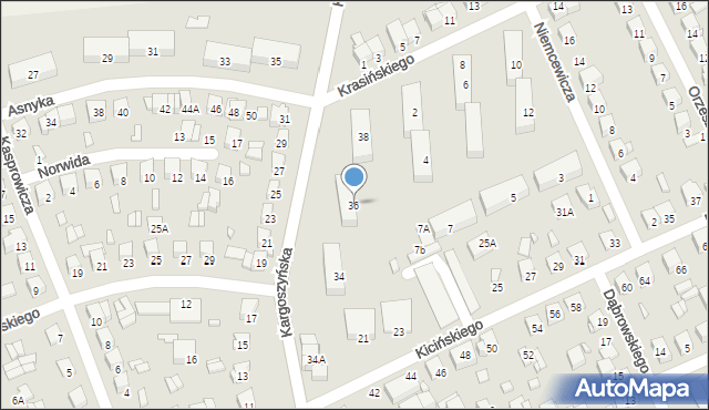 Ciechanów, Kargoszyńska, 36, mapa Ciechanów