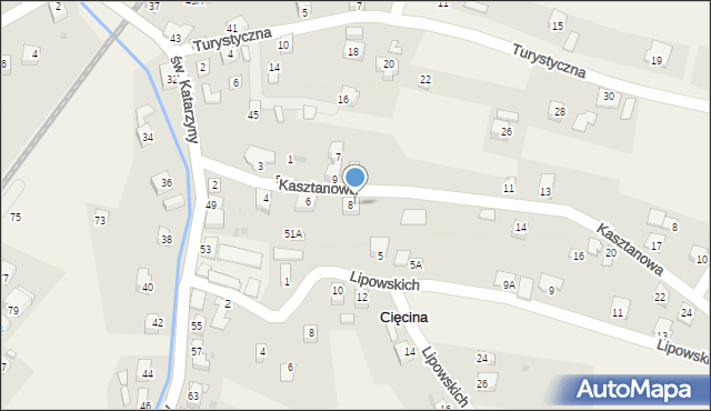 Cięcina, Kasztanowa, 8A, mapa Cięcina