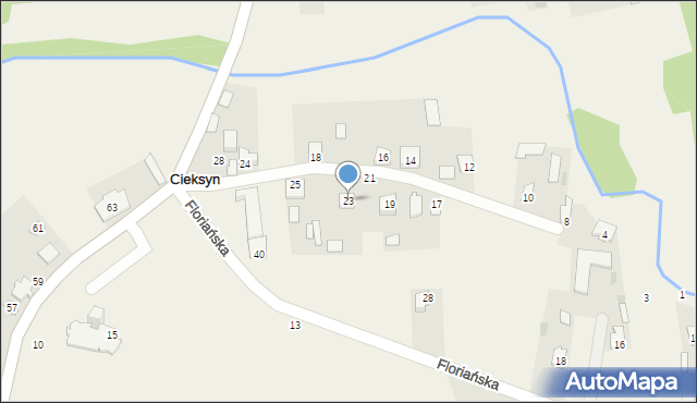 Cieksyn, Kamińskiego Tadeusza, ks., 23, mapa Cieksyn