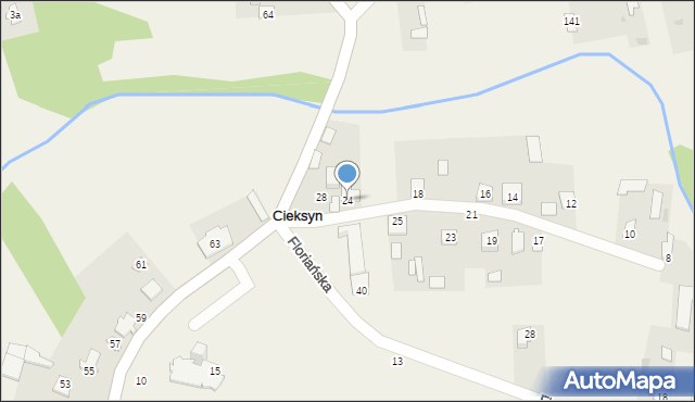 Cieksyn, Kamińskiego Tadeusza, ks., 24, mapa Cieksyn