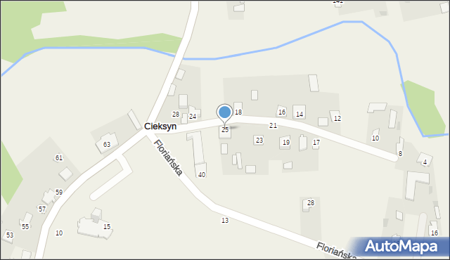 Cieksyn, Kamińskiego Tadeusza, ks., 25, mapa Cieksyn