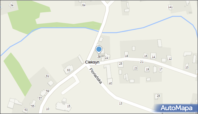 Cieksyn, Kamińskiego Tadeusza, ks., 28, mapa Cieksyn